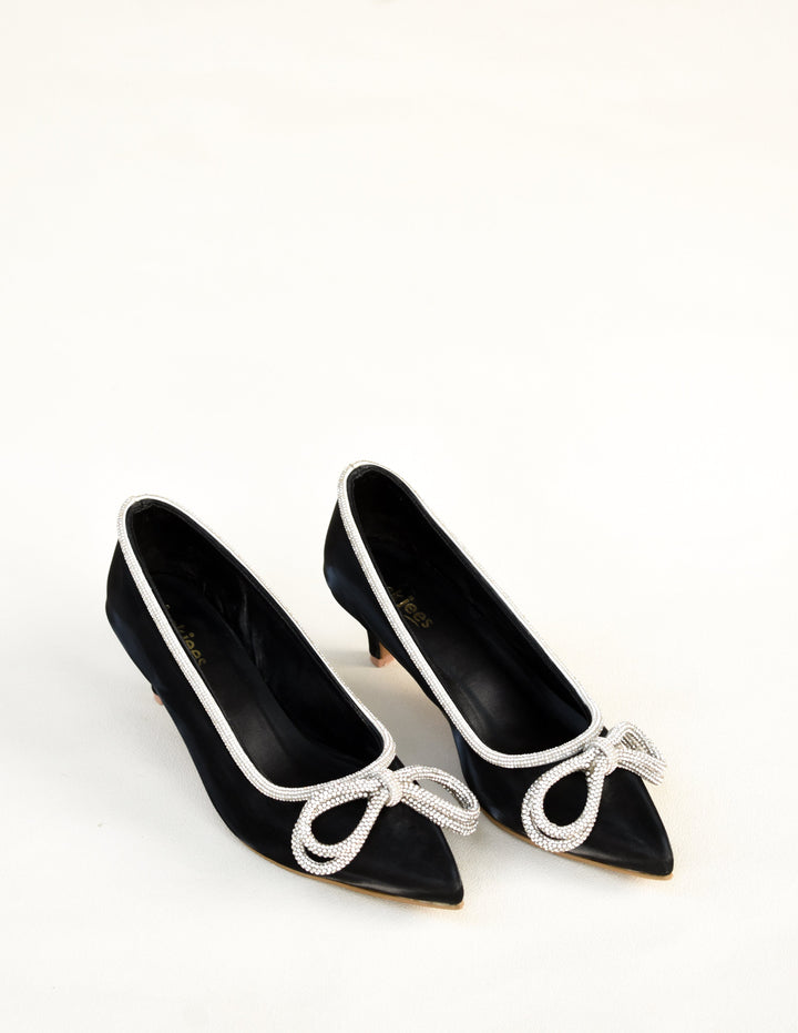 Jack Jees- Diamante Bow Heels Black