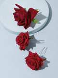 Shein- 3pcs Rose Decor Hairpin