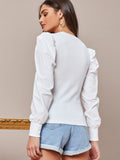 Shein- Solid Leg-of-mutton Sleeve Top
