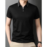 Shein - Men Contrast Striped Collar Polo Shirt