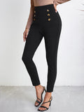 Shein- Double Button Solid Skinny Pants