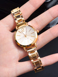 Shein- 1pc Simple Round Pointer Quartz Watch With 1pc Bracelet