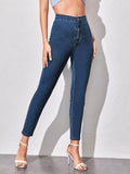Shein- High-Waisted Cropped Skinny Jeans