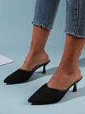 Shein- Point Toe Mesh Sculptural Heeled Mules