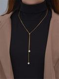 Shein- Faux Pearl Decor Y Lariat Necklace