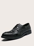 Shein- Men Croc Embossed Lace-up Front Dress Shoes