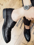 Shein- Men Croc Embossed Lace-up Front Dress Shoes