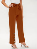 Shein- Button Front Belted Pants