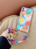 Shein - Graffiti Chain Hand Strap Phone Case