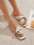 Shein- Rhinestone Decor Slide Sandals