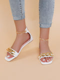 Shein - Chain Decor Ankle Strap Sandals