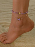 Shein - Anklet With Butterfly Pendant - 2 Pcs