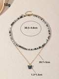 Shein- 2pcs Random Color Butterfly Charm Necklace