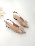 Shein- Flat shoes with bow embellished with pointed toe