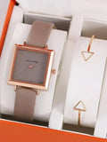 Shein -1pc quartz watch with square pointer dial and 1pc bracelet