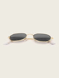 Shein- Metal Frame Flat Lens Fashion Glasses With Case