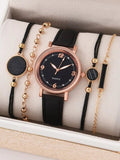 Shein - Quartz watch with 1 piece flattened round index dial and 4 pieces bracelet