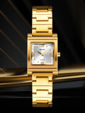 Shein - 1pc Women Gold Stainless Steel Strap Fashion Square Dial Quartz Watch, For Daily Life