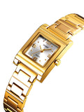 Shein - 1pc Women Gold Stainless Steel Strap Fashion Square Dial Quartz Watch, For Daily Life