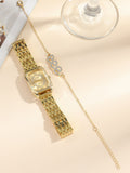 Shein - 1pc Polygon Pointer Quartz Watch & 1pc Bracelet