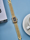 Shein - 1pc Ladies' Stainless Steel Strap Trendy Quartz Watch With Rhinestone Decor