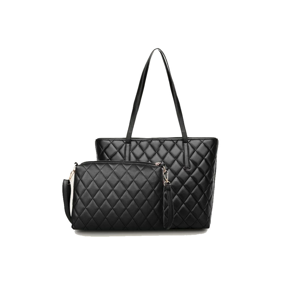 Shein- 2pcs Quilted Tote Bag With Crossbody Bag