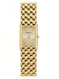 Shein - Berny Women's Gold Stainless Steel Strap Elegant Luxurious Watch Analog Hands Fashionable Square Design Waterproof 30 Women's Quartz Watch Suitable For Daily Decoration