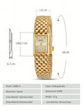 Shein - Berny Women's Gold Stainless Steel Strap Elegant Luxurious Watch Analog Hands Fashionable Square Design Waterproof 30 Women's Quartz Watch Suitable For Daily Decoration