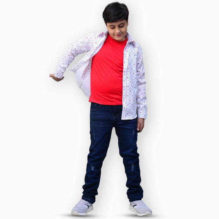 Kids Polo- Buttoned Up Shirt - White