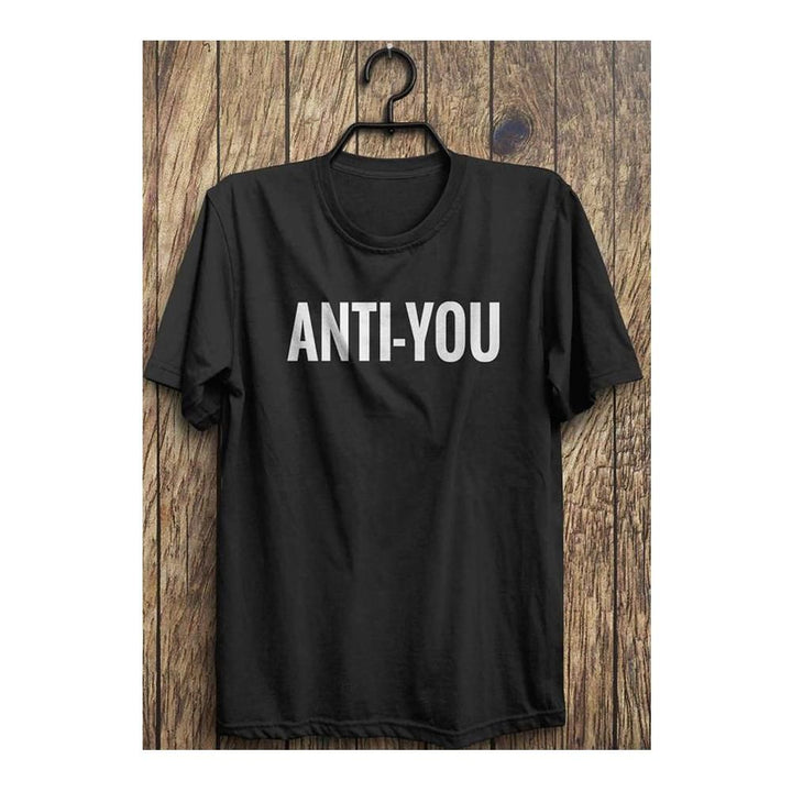 Wf Store- ANTI-YOU Printed Half Sleeves Tee- Black