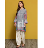 Nishat Linen- PPE19-27 Grey Digital Printed Embroidered Stitched Lawn Shirt - 1PC by Nishat Linen priced at #price# | Bagallery Deals