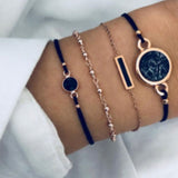Shein- Fashion Jewellery 4 Pcs Black Marble Charm Bracelet For Girls