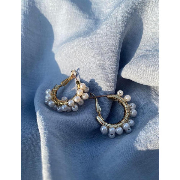 Bijouterie- Crystal Pearl Hoop Earrings