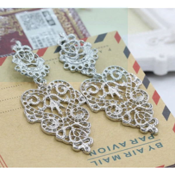 The Marshall- Silver Bohemian Openwork Pattern Earrings for Women- TM-E-38