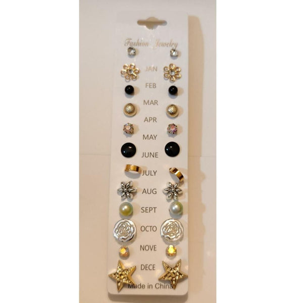 Ayzel- Pack Of 12 Different Style EarRings