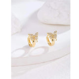 Shein - 16K Gold Plated Zircon Butterfly Decor Hoop Earrings