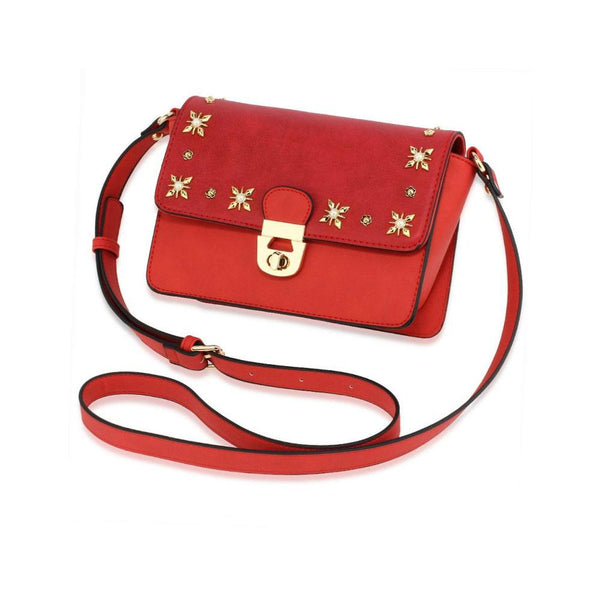 Silk Avenue- AG00718 - Burgundy Flap Twist Lock Cross Body Bag