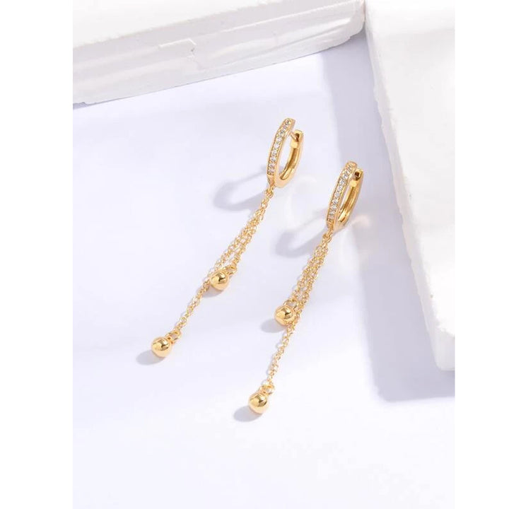 Shein- 18K Gold Plated Zircon Decor Drop Earrings