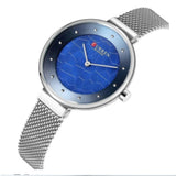 Curren- Creative Japan Quartz Wrist Watch  - 9032- Silver Blue