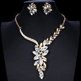 The Marshall- Pearl Golden Crystal Jewellery Set for Women - TM-ER-29