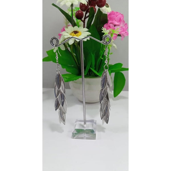 Ayzel- Leaf Style Long EarRings - Silver