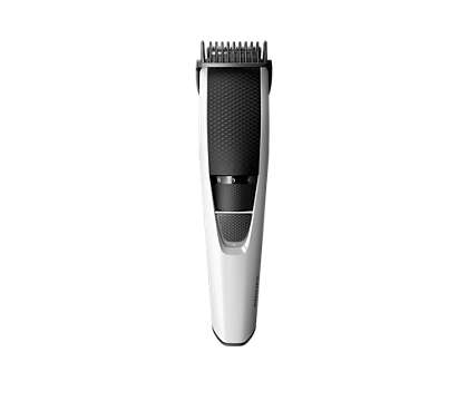 Philips Beard Trimmer with Hair Lift & Trim Comb, SS Blades, Zoom wheel 1 mm, 10 settings 0.5 mm-10 mm, 10hr charging / 45min use, Washable blades, White