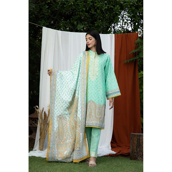 Zellbury- Dgital Printed Embroidered Khaddar Shirt, Khaddar Dupatta & Khaddar Trouser WUW21E30123