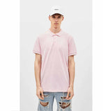 Bershka- Polo Shirt With Contrast Stripes- Pink by Bagallery Deals priced at #price# | Bagallery Deals