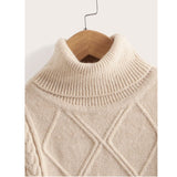 Shein- Boys Argyle Pattern High Neck Sweater