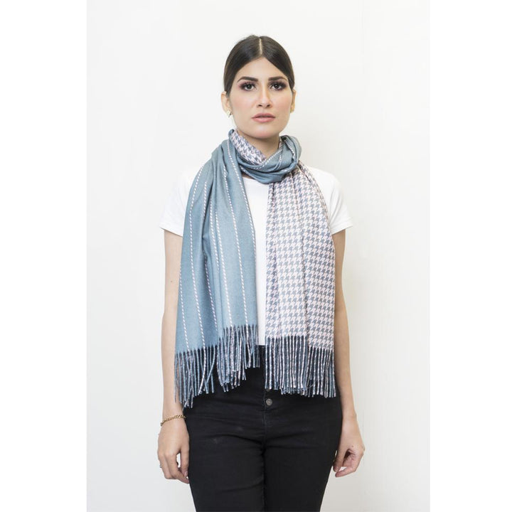 Woolen Printed Stole Sky Blue