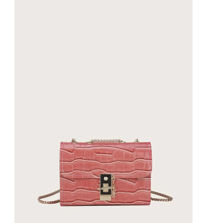 Shein- Pink Croc Embossed Crossbody Bag by Bagallery Deals priced at #price# | Bagallery Deals