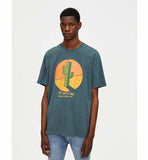 Pull & Bear- Men Green Cactus Print T-Shirt