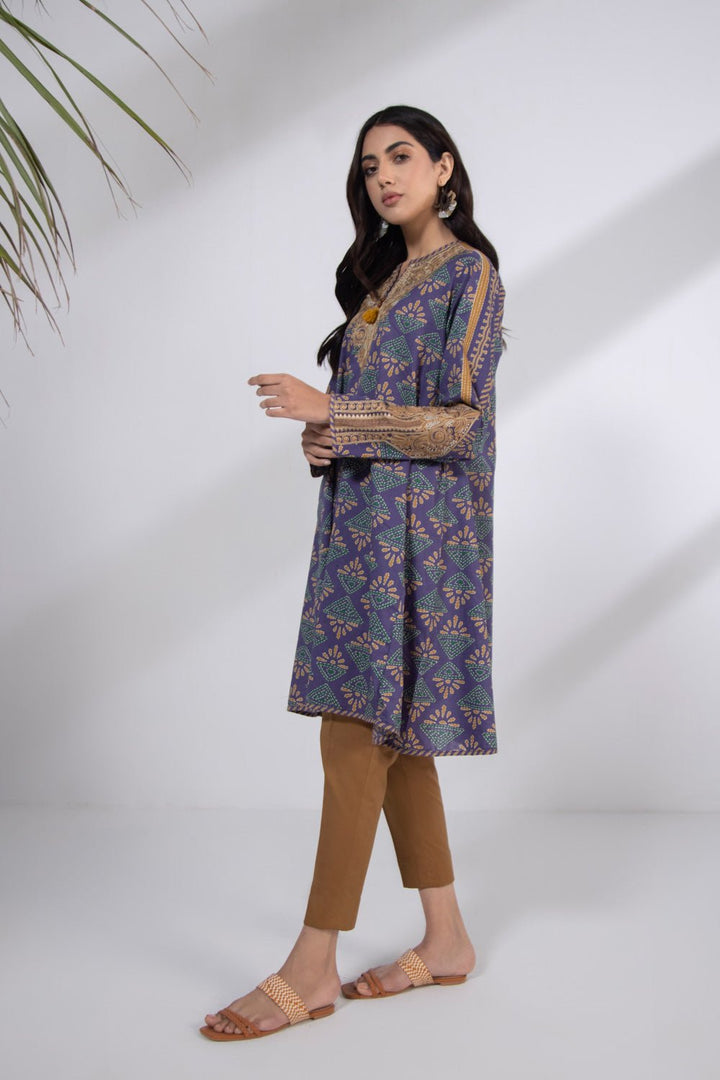 Sapphire-Embroidered Lawn Shirt