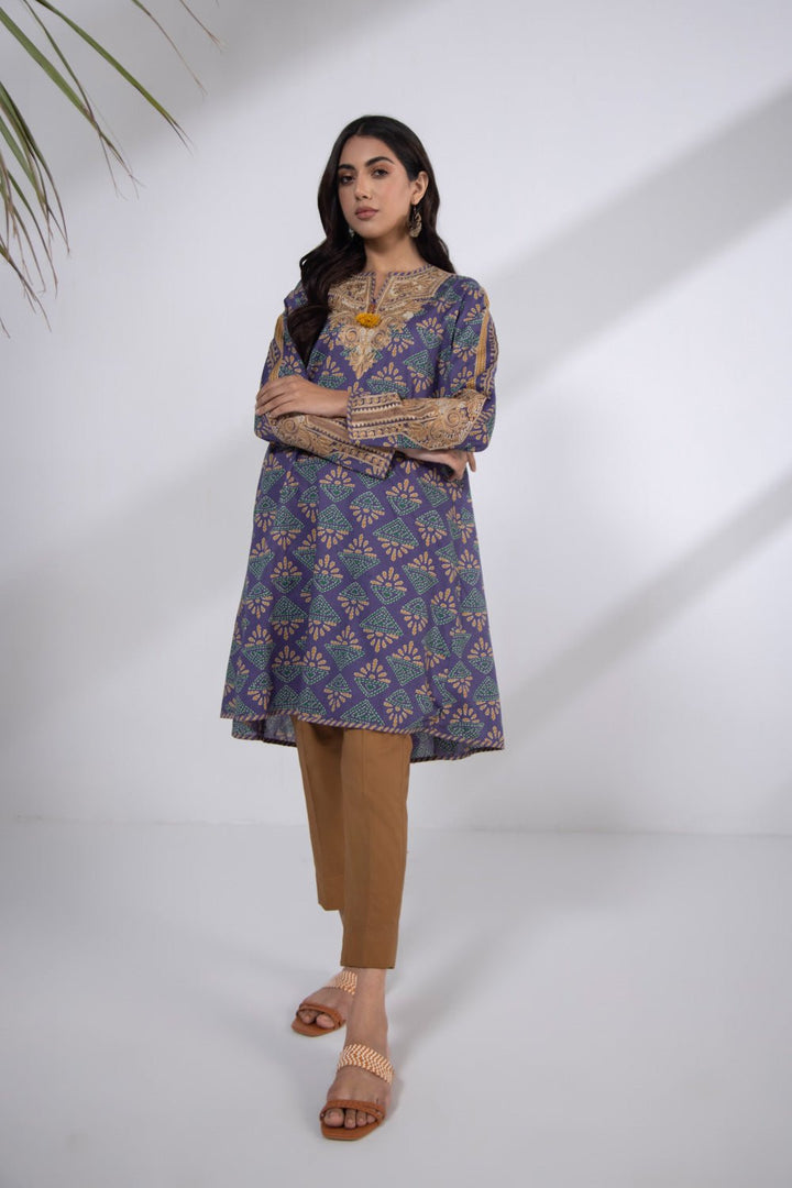 Sapphire-Embroidered Lawn Shirt